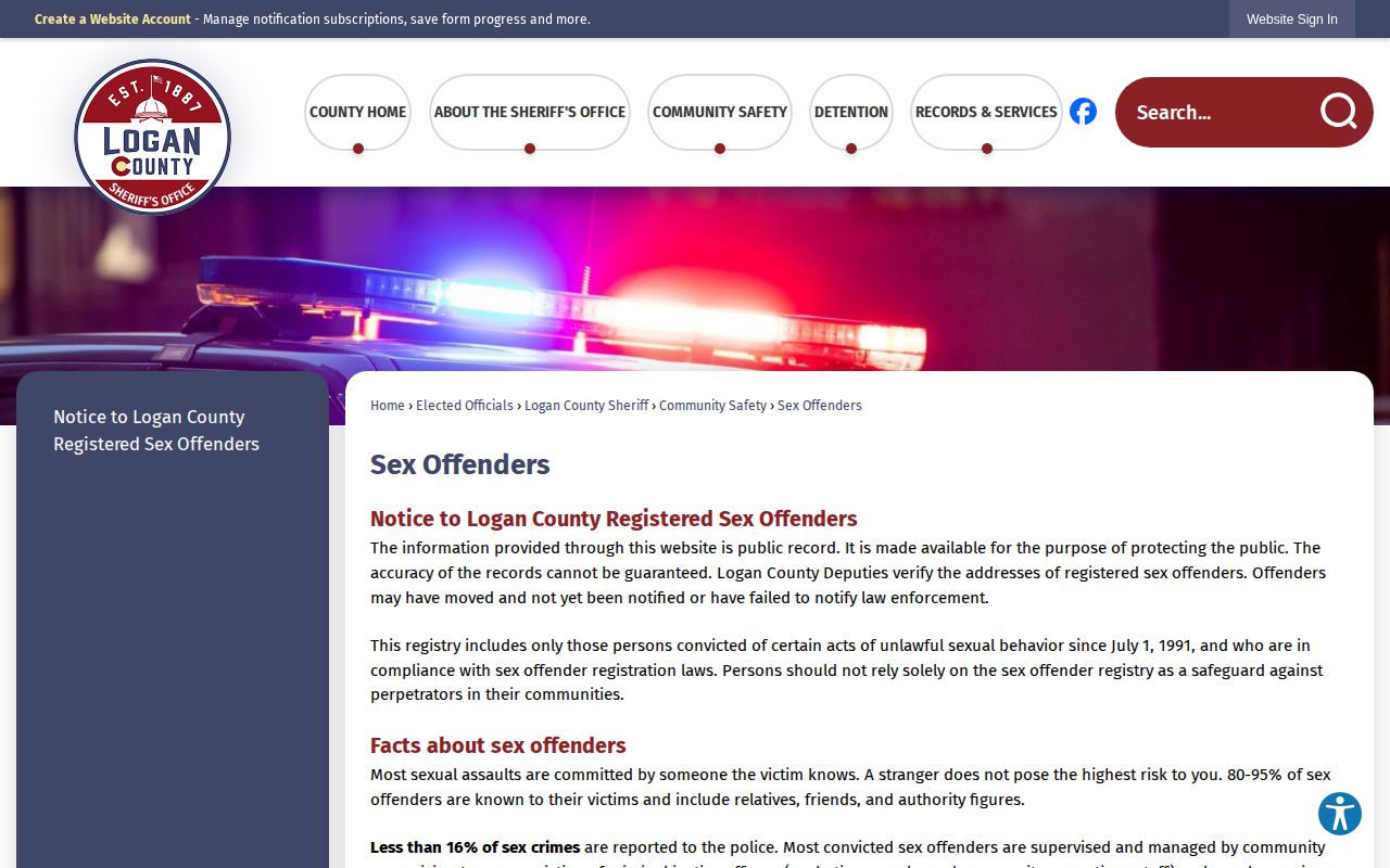 Logan County sex offender registry post-release records source