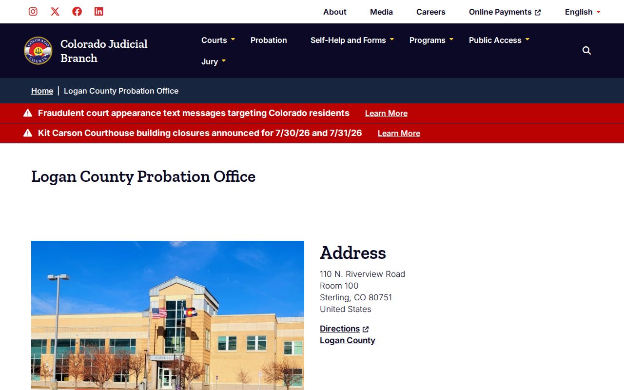 Logan County Probation Office post-release supervision records source