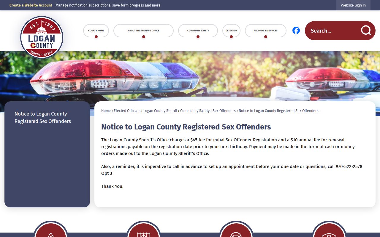 Logan County sex offender registration notice release records source