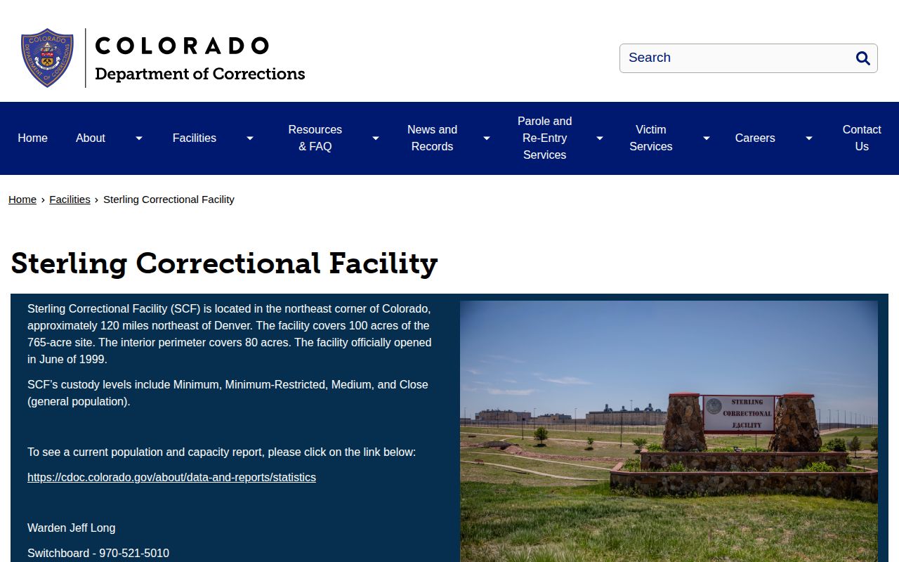 Sterling Correctional Facility CDOC release search source